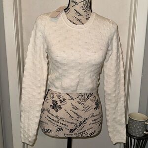 Urban outfitters white knit sweater- cropped, long sleeve NWT - SZ XS - soft